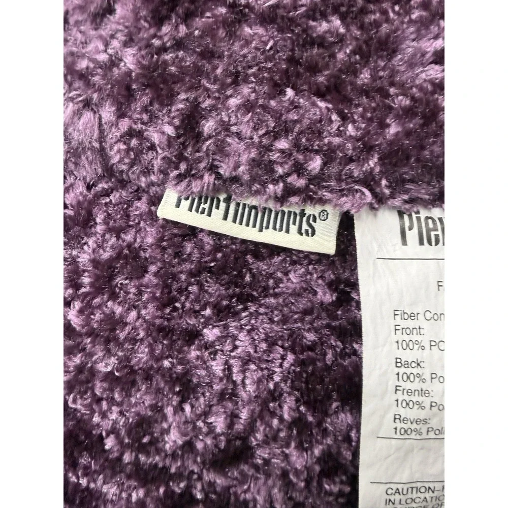 Pier 1 Throw Blanket Chenille PURPLE Soft Knotted Tie Boho Boucle Bed Couch